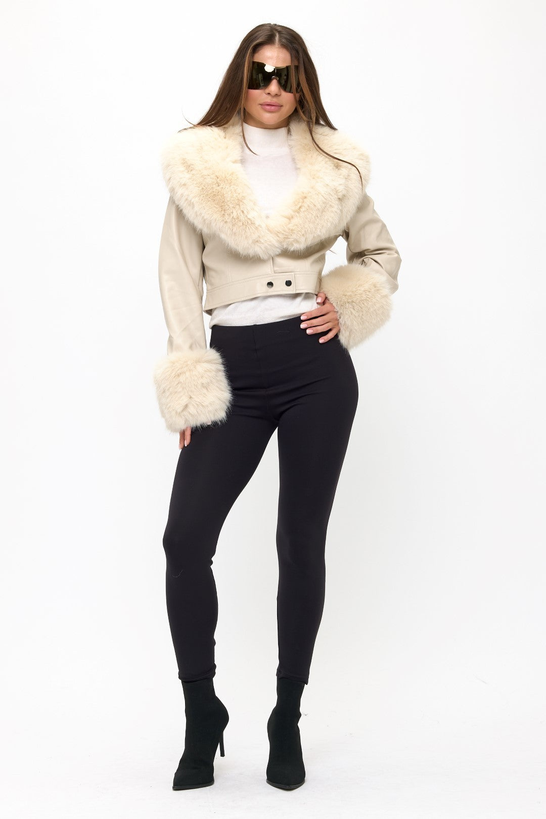 Belinda Fur Trim Biker Jacket