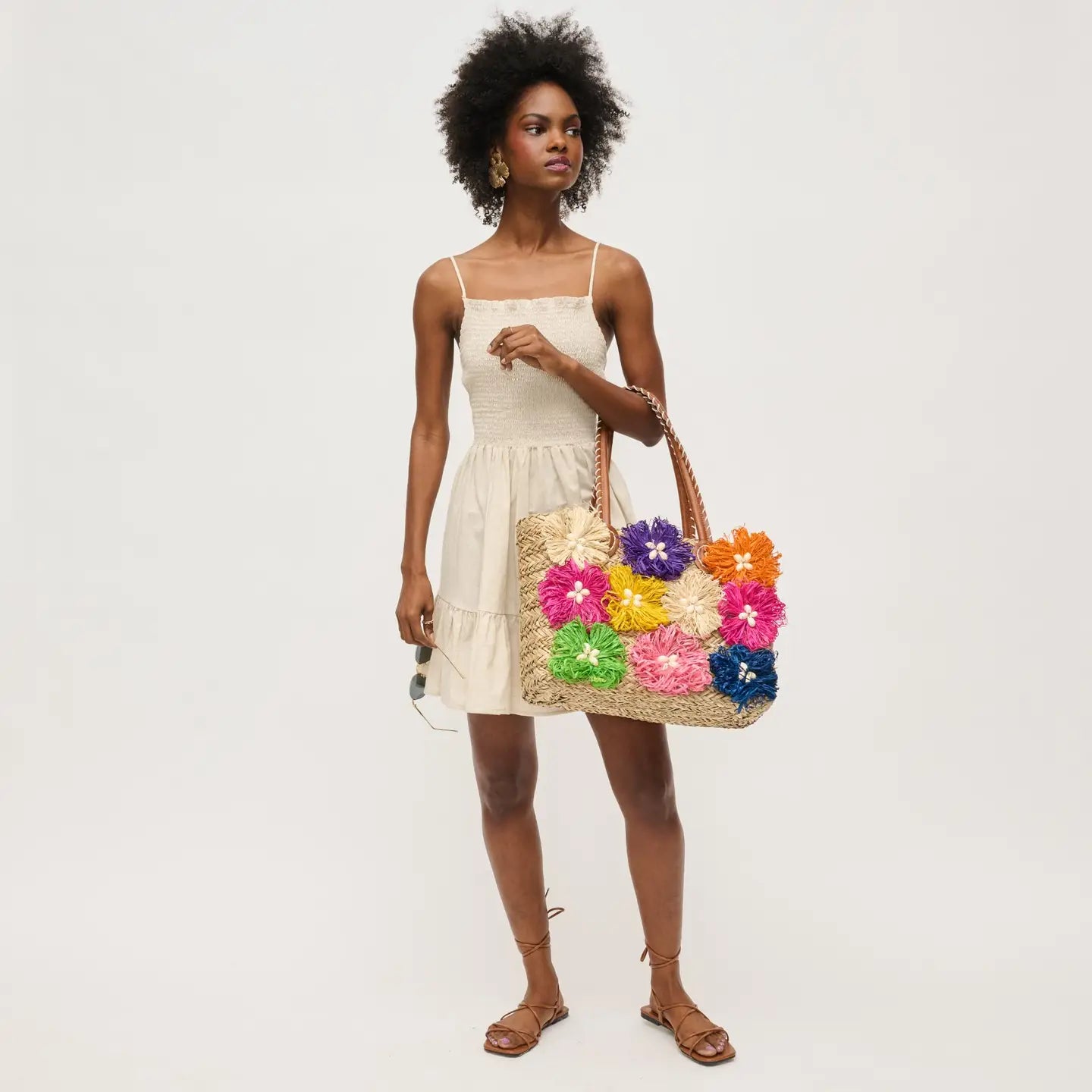 Queenie FLoral Straw Tote