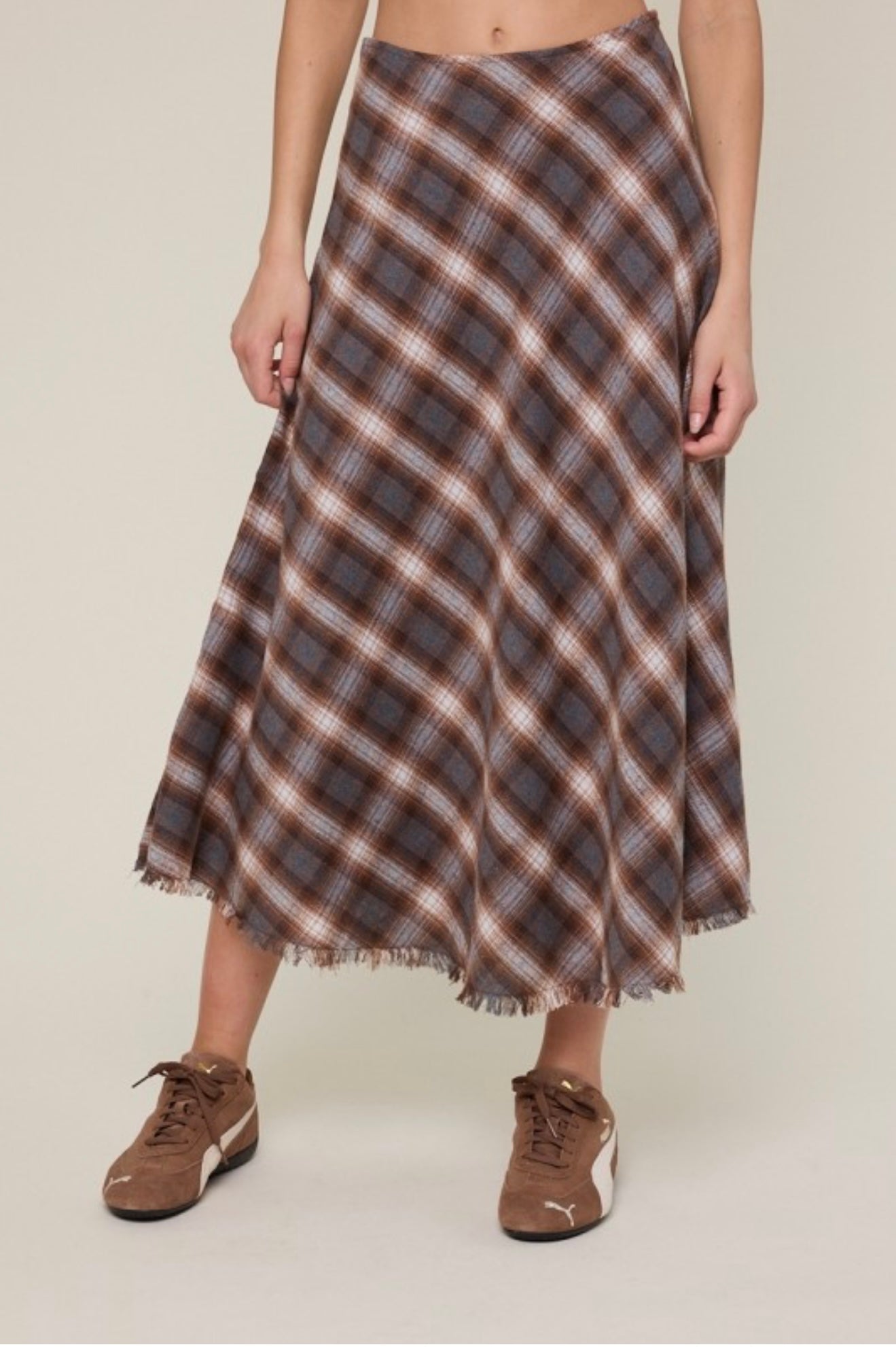 Annie Tartan Midi Skirt