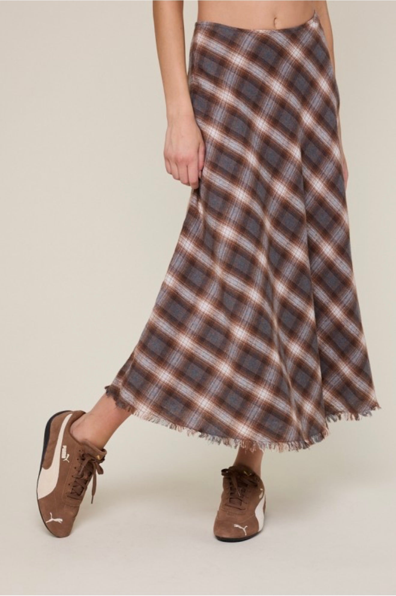 Annie Tartan Midi Skirt
