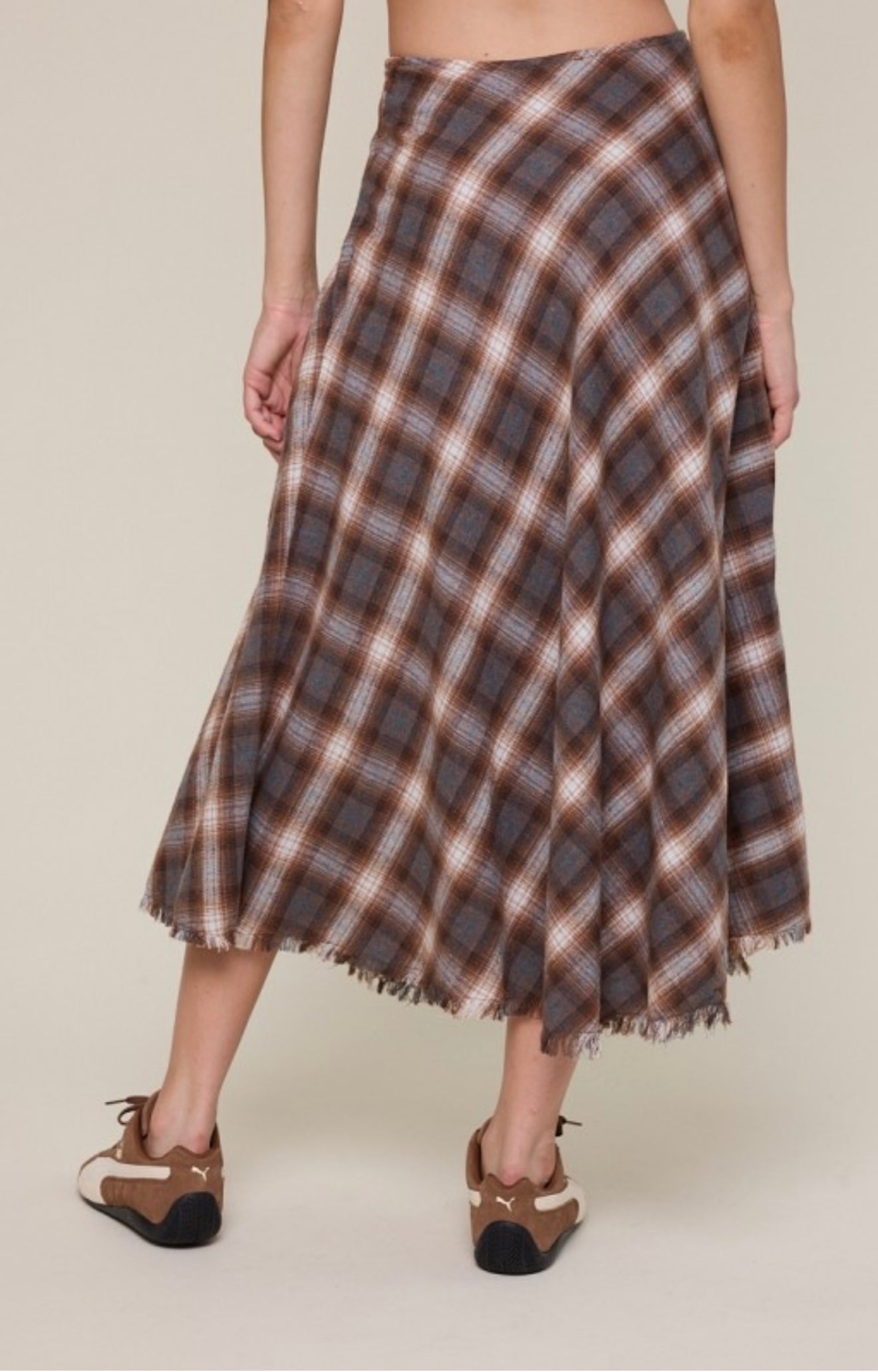 Annie Tartan Midi Skirt