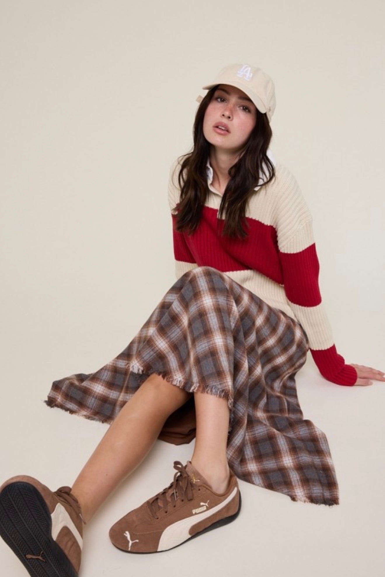 Annie Tartan Midi Skirt