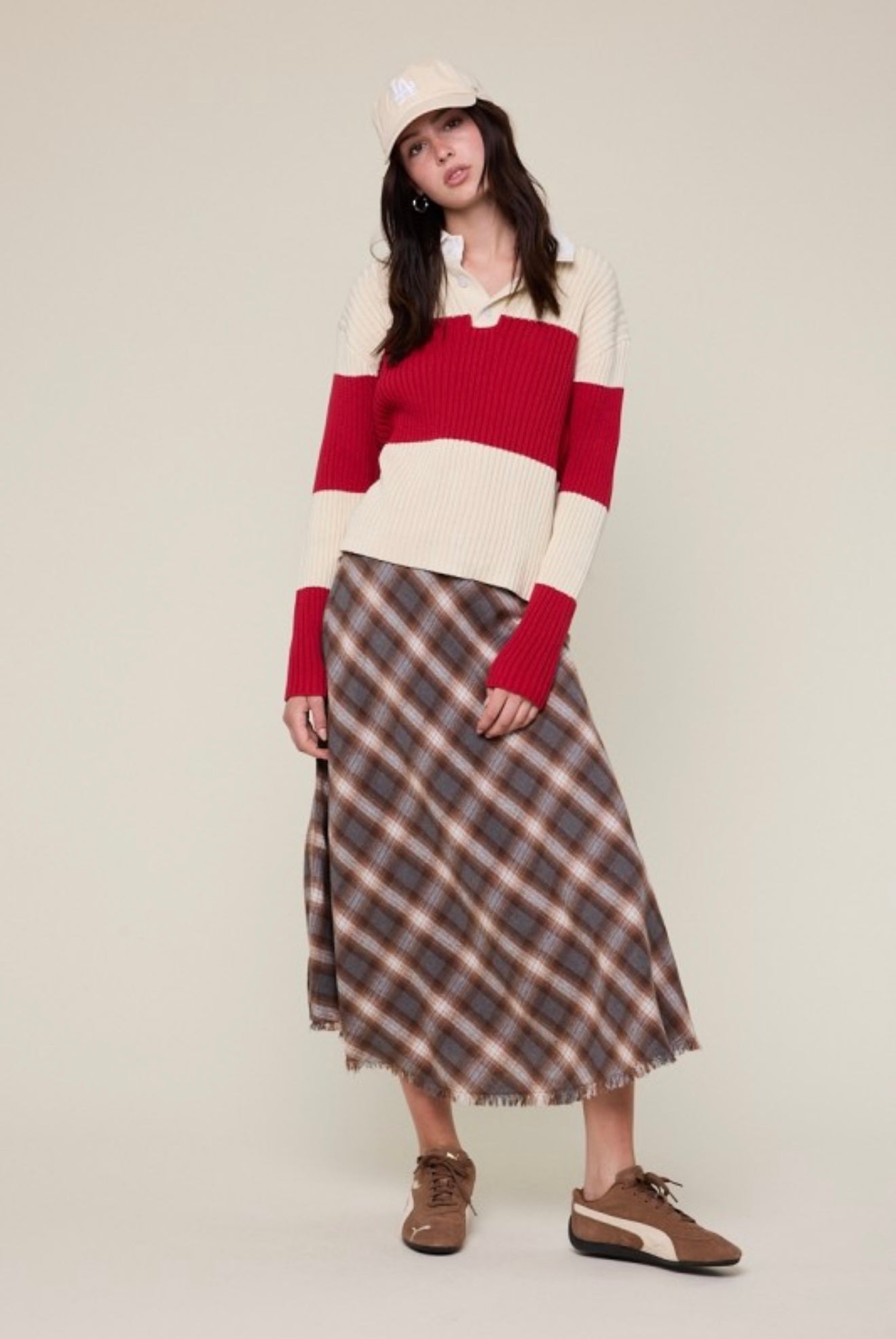 Annie Tartan Midi Skirt