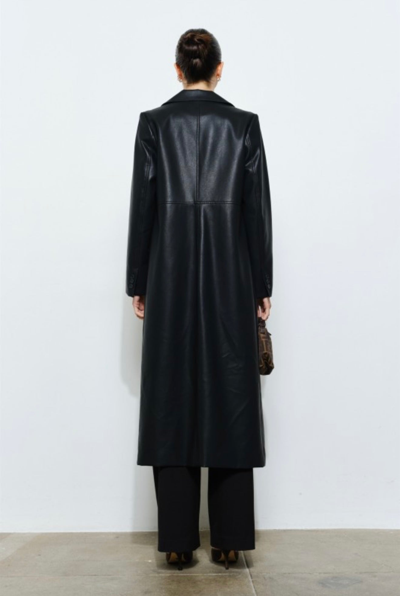 Thalia Vegan Leather Longline Coat