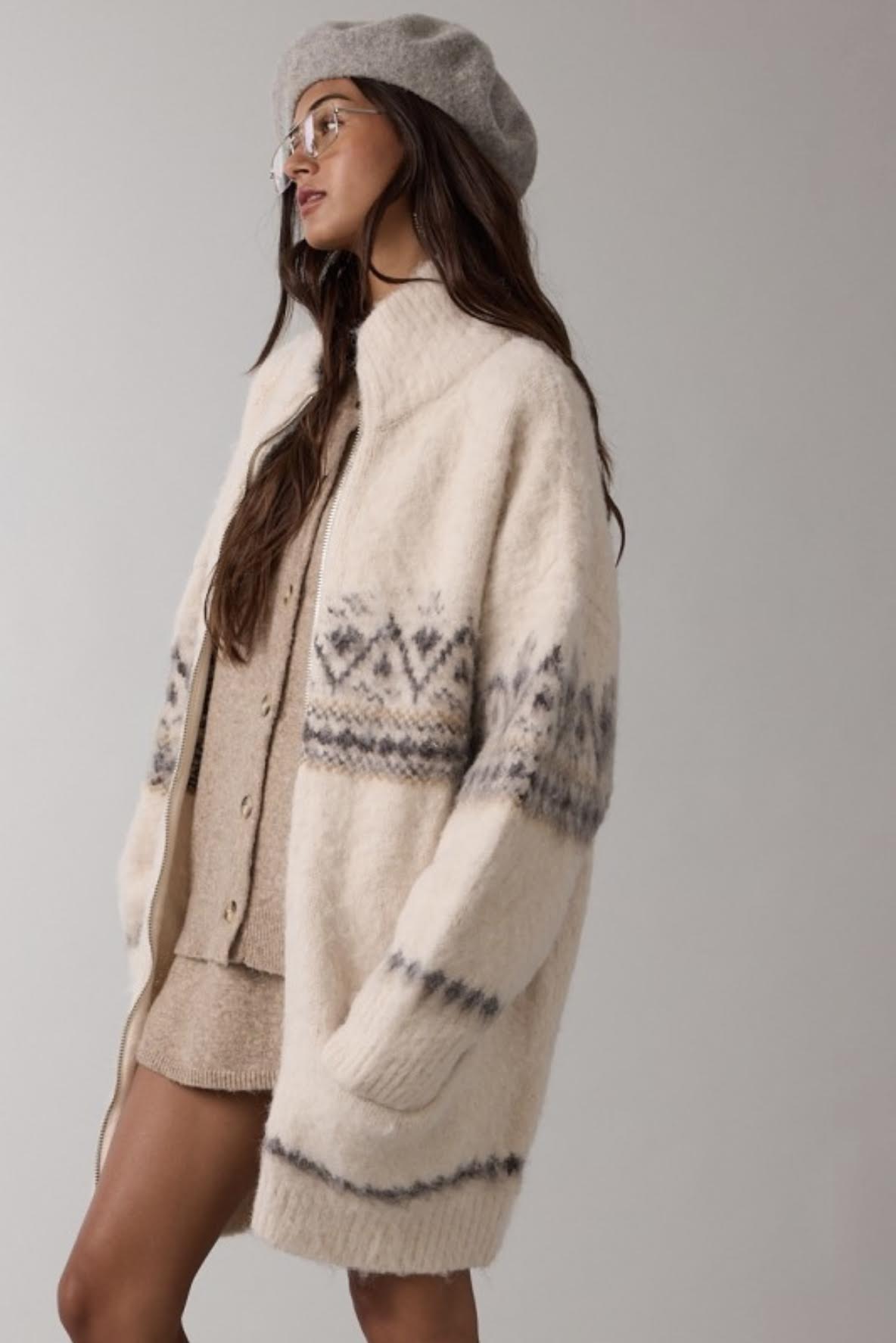 Annalisa Oversized Faire Isle Cardigan