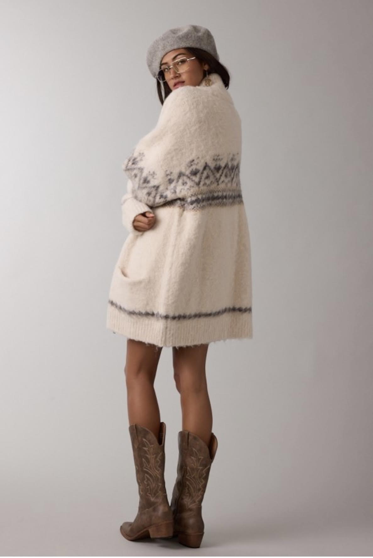 Annalisa Oversized Faire Isle Cardigan