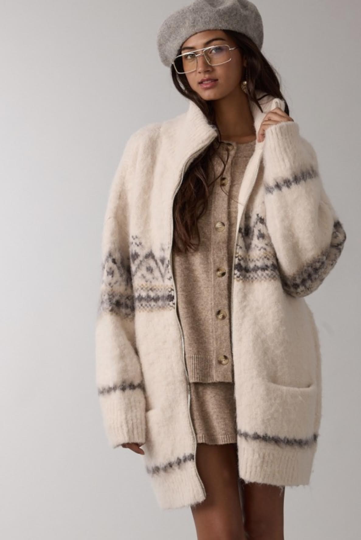 Annalisa Oversized Faire Isle Cardigan