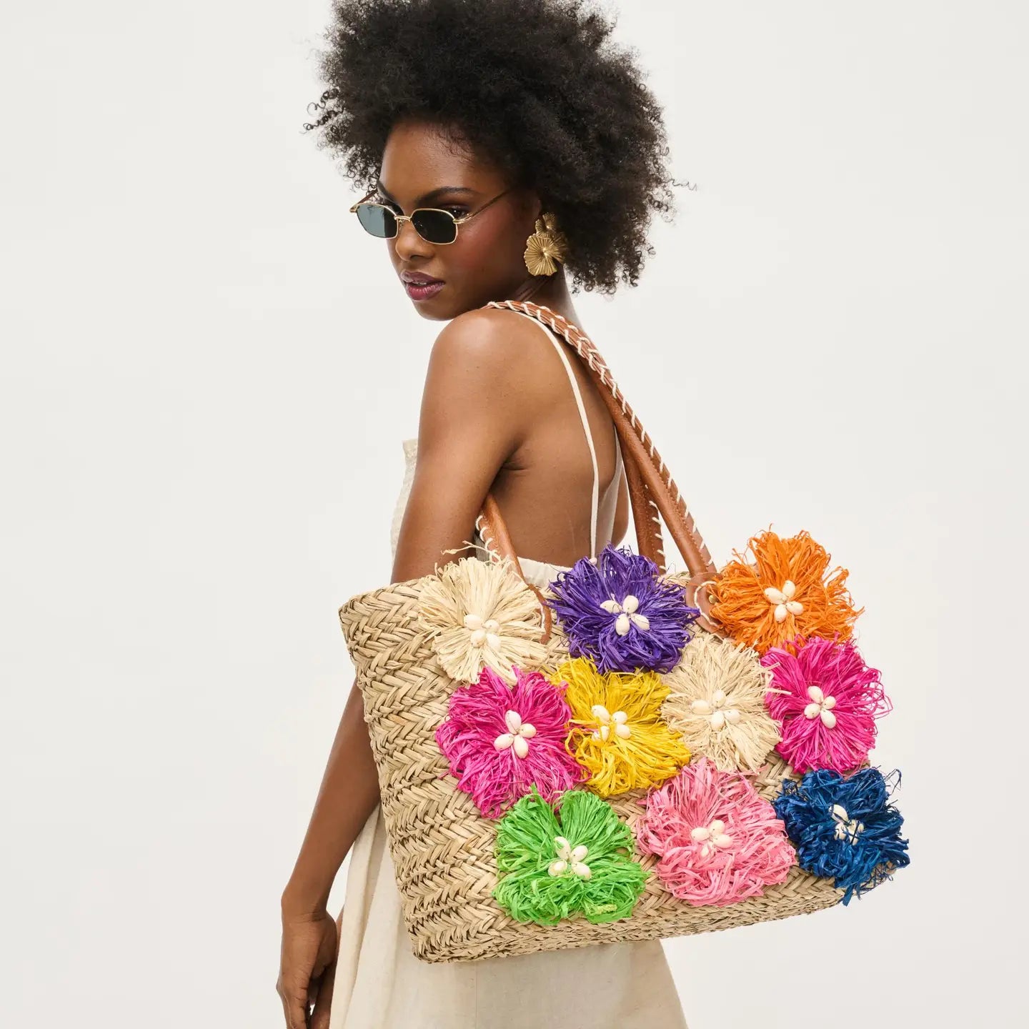Queenie FLoral Straw Tote