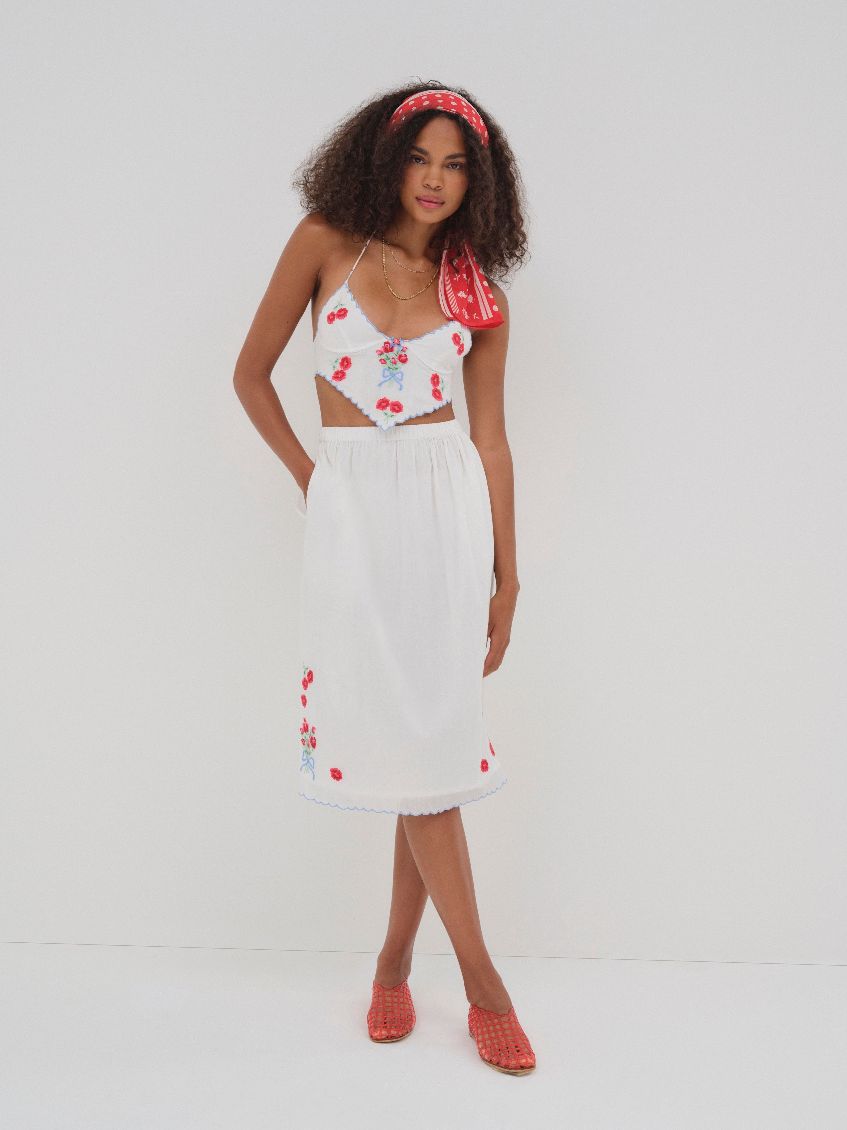 Forget Me Not Embroidered Mini Skirt
