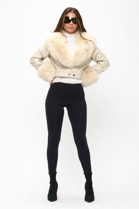 Belinda Fur Trim Biker Jacket