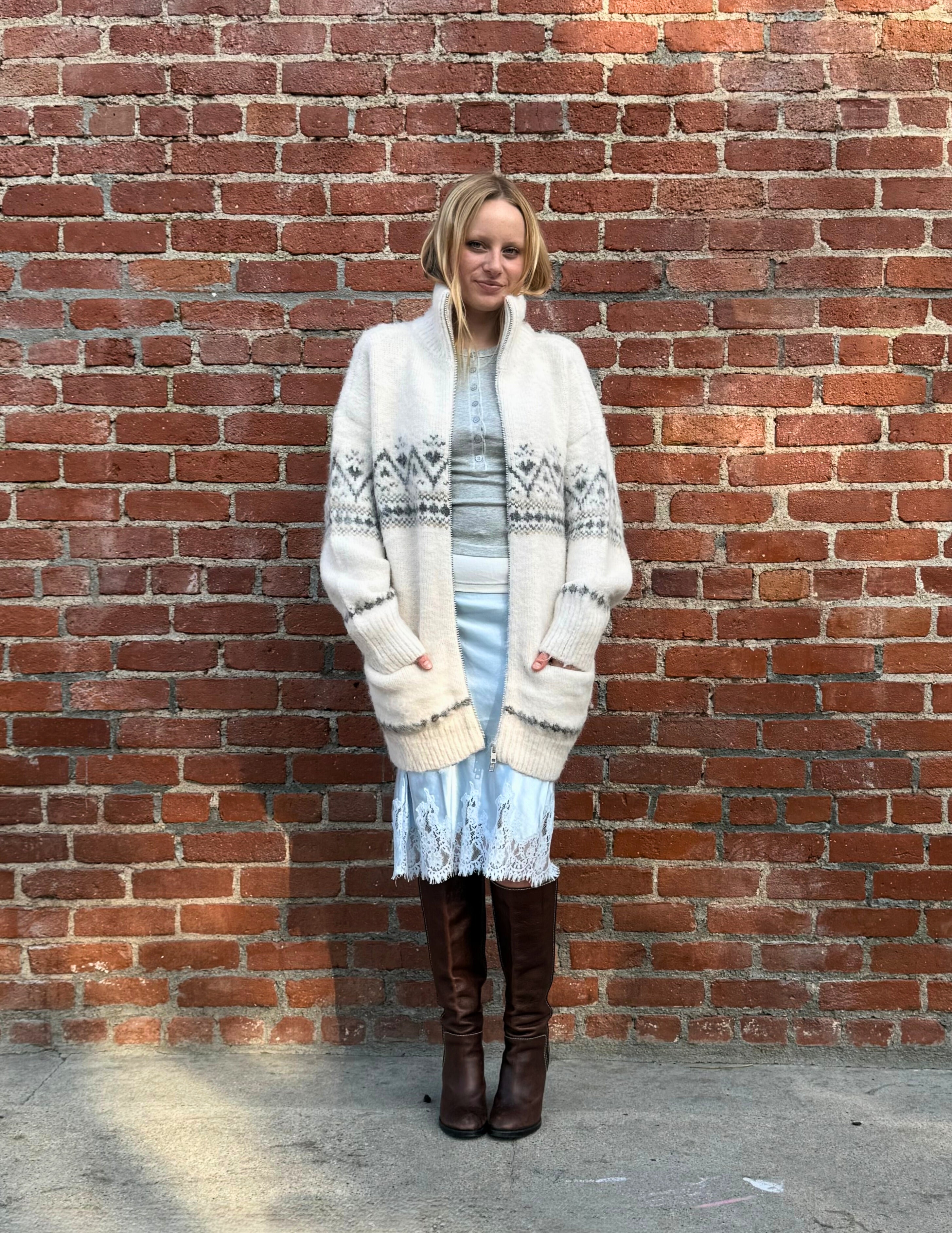 Annalisa Oversized Faire Isle Cardigan