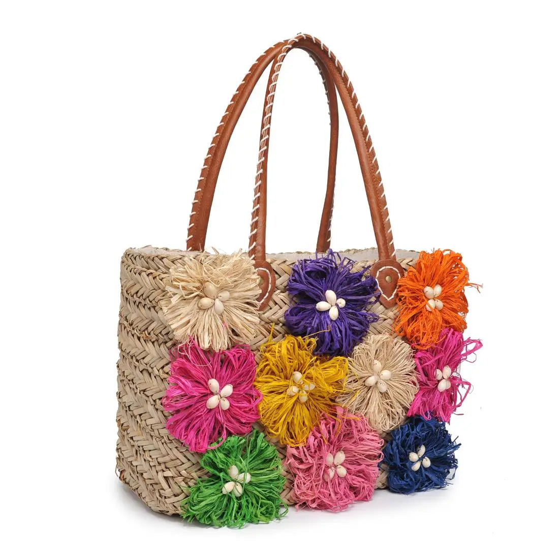Queenie FLoral Straw Tote