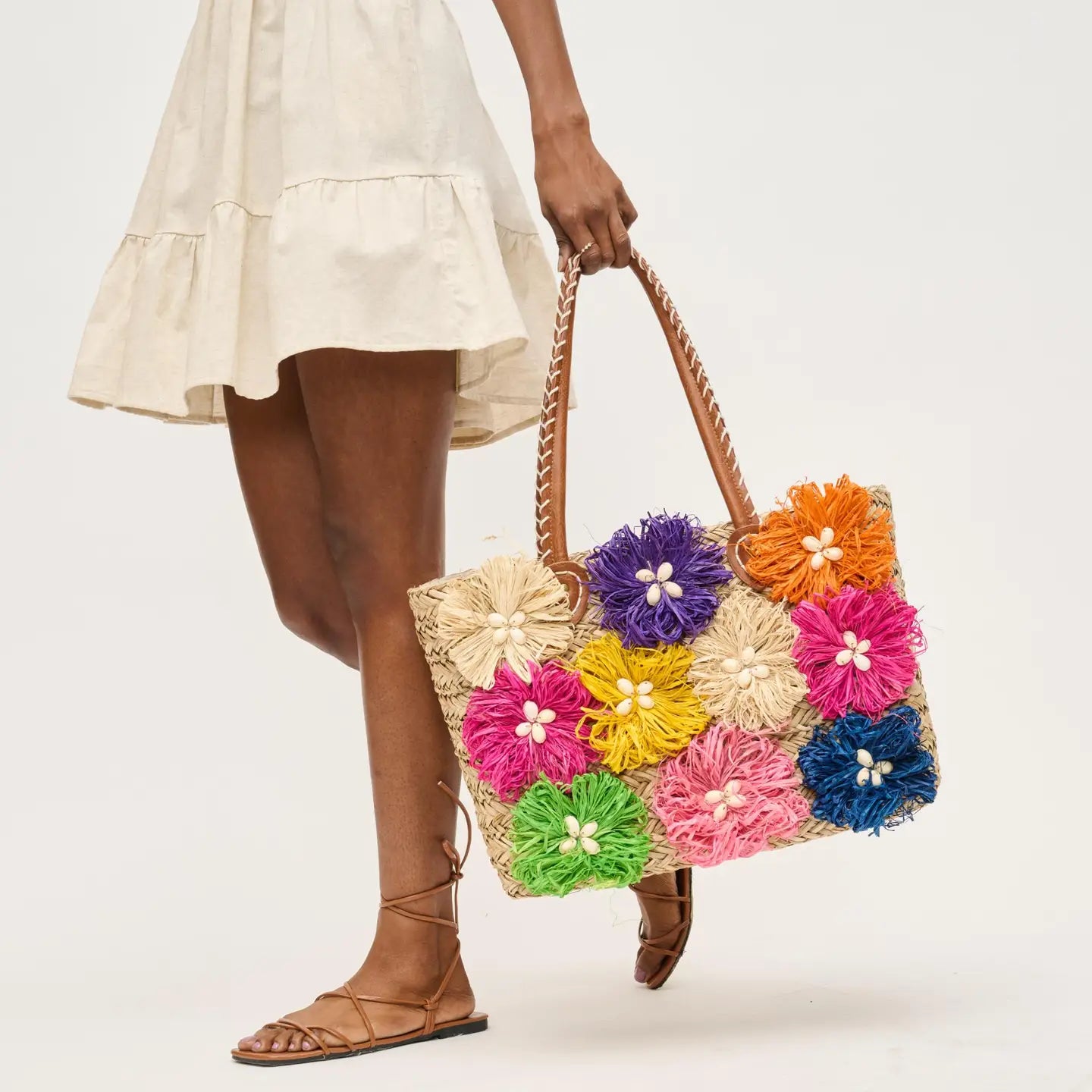 Queenie FLoral Straw Tote