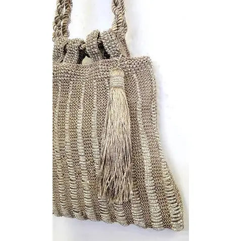Victorian Crochet Beaded Tassel Bag 0513