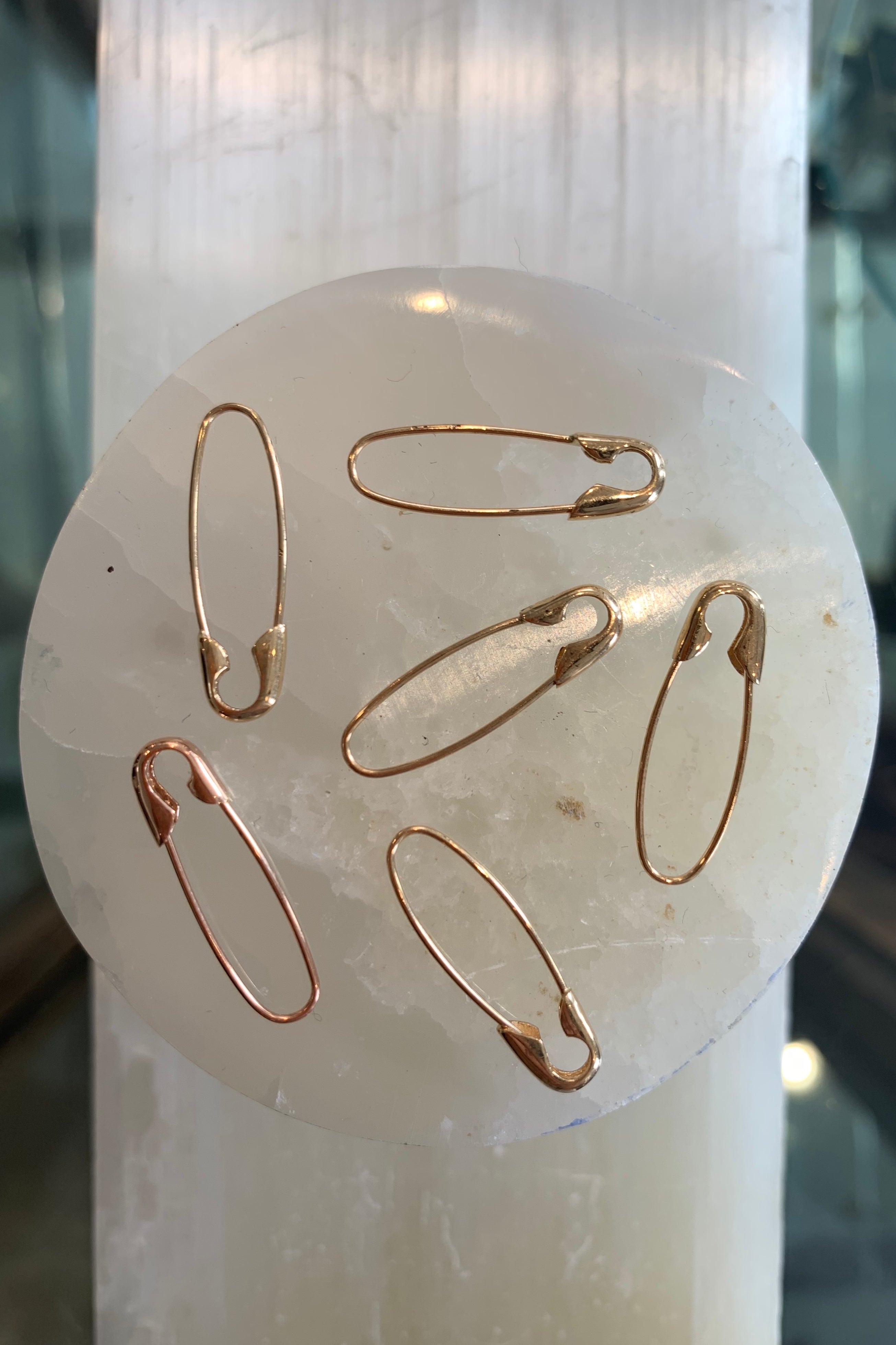 Yellow Gold Safety Pin Earring